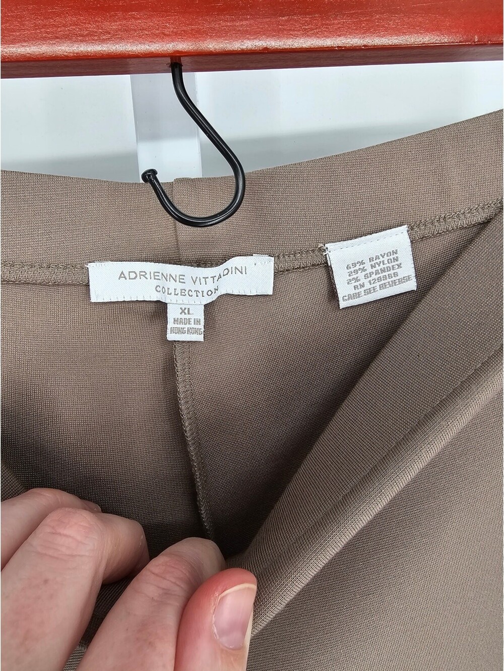 Adrienne Vittadini Collection Women's Tan Straight-Leg Trousers Size XL - Picture 3 of 4